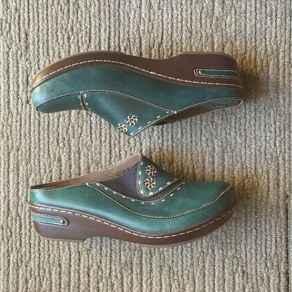 Spring Step L' Artise Chino Shoes Women's Size 9/40 Green Brown Clogs Slip Ons - Picture 8 of 10